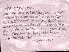 Low's note to Jennifer